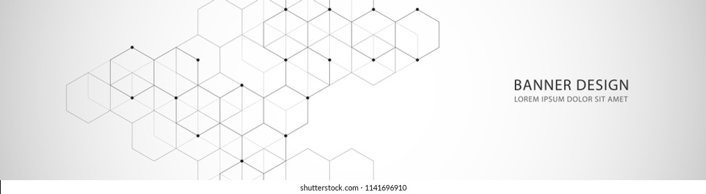 Vector banner design with hexagons abstract background