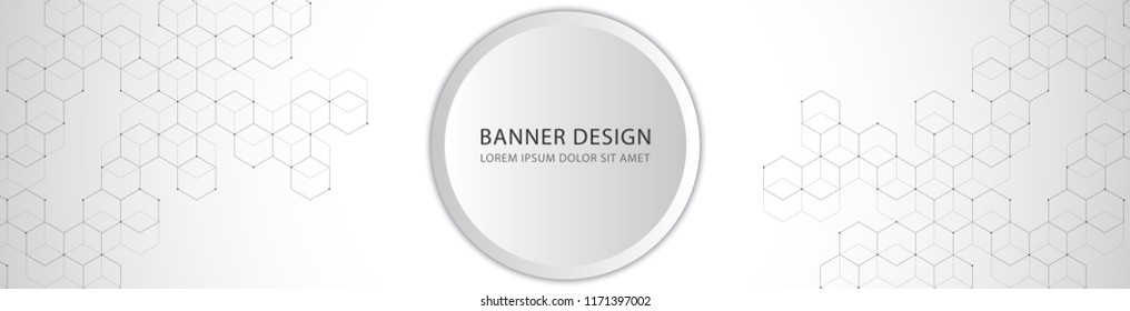 Vector banner design with hexagons abstract background