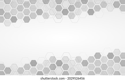 Vector banner design with hexagons abstract background. High tech design concept. Futuristic business layout. Digital poster templates. Medical, technology or science design.