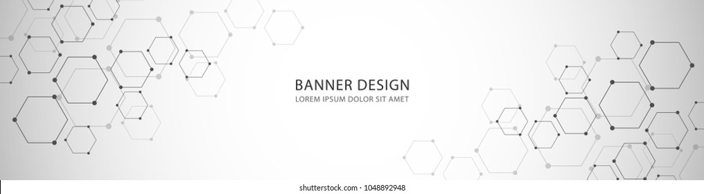 Vector banner design with hexagons. Medical, science and technology concept
