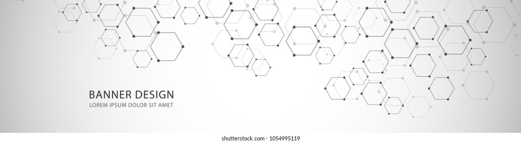 Vector banner design with hexagons. Medical, science and technology concept