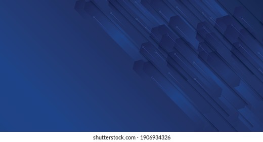 Diseño de pancartas vectoriales, tecnología de ilustración con patrón de línea sobre fondo azul oscuro. Concepto moderno de tecnología digital de alta tecnología. Resumen de la comunicación en internet, futuro diseño científico tecnológico