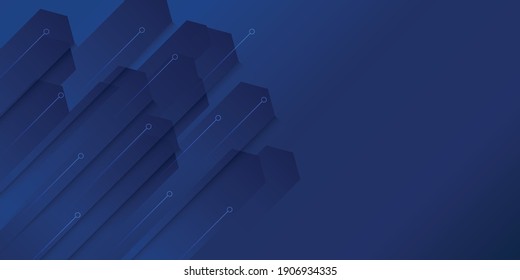 Vector banner design, illustration technology with line pattern over dark blue background. Modern hi tech digital technology concept. Abstract internet communication, future science techno design