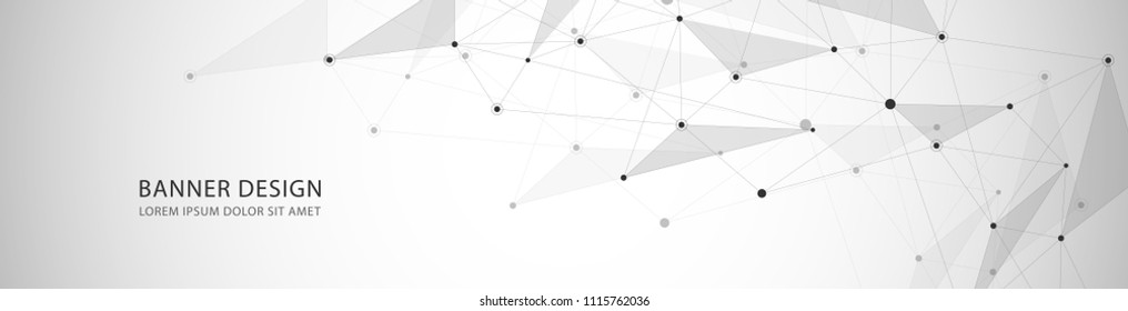 Vector banner design, network connection with lines and dots. Technology and science geometric background