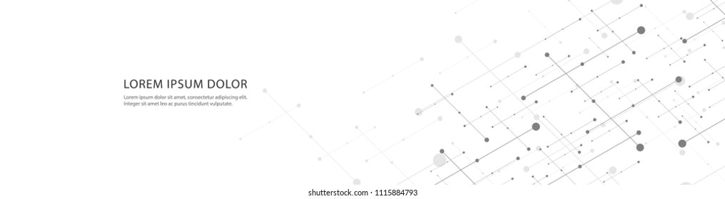 Vector banner design, network connection with lines and dots. Technology and science geometric background