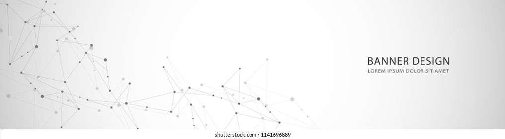 Vector Banner Design, Network Connection With Lines And Dots.