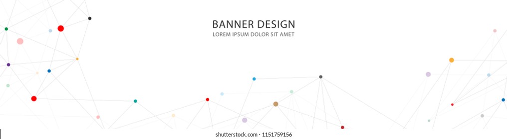 Vector banner design, network connection with lines and dots. Geometric and polygonal pattern