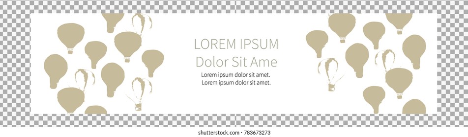 Vector banner design on transparent background. Watercolor air balloons background. Air balloons on white background banner design. -stock vector