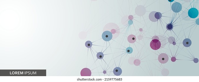 Vector banner design template. Connecting dots and lines. Geometric abstract background