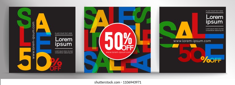 Vector banner design template, element for online banner, invitations, gift cards, flyers brochures, cover page, sale 50% off,Vector EPS10.