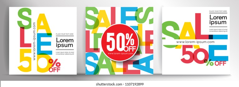 Vector banner design template, element for online banner, invitations, gift cards, flyers brochures, cover page, sale 50% off,Vector EPS10.