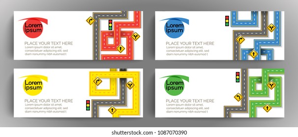 Vector banner design template, road & street frame, element for design online banner, invitations, flyers brochures, cover page, background with white space for logo and text,Vector EPS10