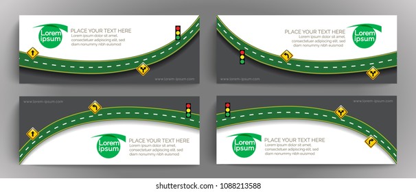 Vector banner design template, road & street frame, element for design online banner, invitations, flyers brochures, cover page, background with white space for logo and text,Vector EPS10