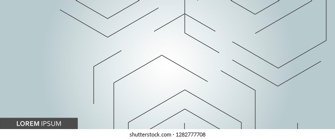Vector banner design, white background with connect hexagon pattern.
