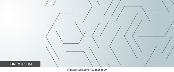 Vector banner design, white background with connect hexagon pattern.