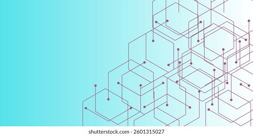 Vector banner design, white background with hexagon pattern