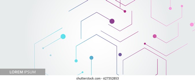 Vector banner design, white background with hexagon pattern.