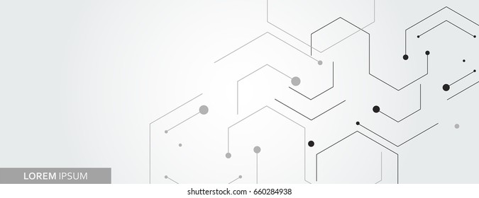 Vector banner design, white background with hexagon pattern.