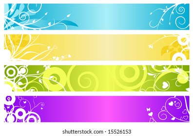 vector banner designs with lots of colors and flower elements