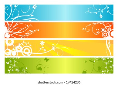 vector banner designs with lots of colors and flower elements