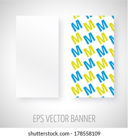 Vector banner with different color M letter decoration