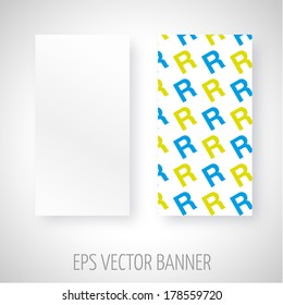 Vector banner with different color R letter decoration