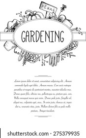 Vector banner with different garden elements. Great for your Wedding, Birthday and different party design.