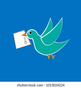 Vector banner with dove, envelope and text mail love.