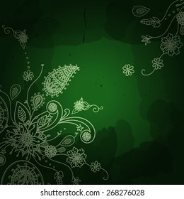 Vector banner in Eastern style Traditional decor. Template frame. Ornate floral element for design on indian backdrop. Ornamental summer background. for wedding invitations and greeting cards.
