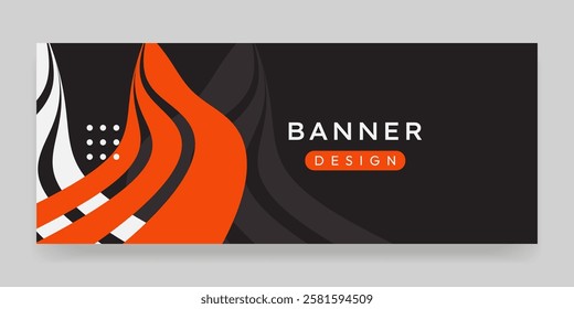 Vector banner with elements of lines, geometric shapes and circles.