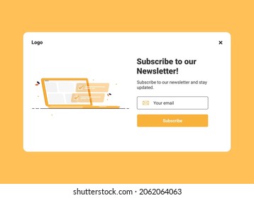 Vector Banner Of Email Marketing. Subscription To Newsletter, News, Offers, Promotions. A Letter In An Envelope. Buttons Template. Subscribe, Submit. Send By Mail. Follow Me. Eps 10