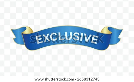 Vector banner with exclusive tag white text and blue stripe
