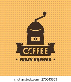 vector banner with fabric texture and an emblem of coffee grinder