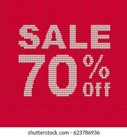 Vector banner with fabric texture for sale 70%. Can be used as background, wallpaper, banner, poster, leaflet or seamless pattern for sales and discounts