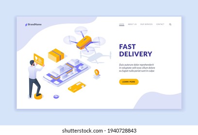 Banner vectorial para el sitio web del servicio de entrega rápida