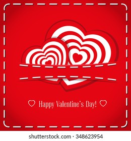 Vector banner: figurines two cute hand drawn hearts in jeans pocket and text