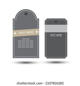 Vector banner flat design label, product blank ribbon, dark color with small shadow white background