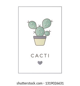 Vector banner of flat line color icon of cactus. Succulents, houseplant and wild cacti collection.