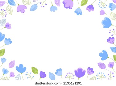 Vektorbanner mit floralem Dekor, abstrakter Hintergrund. Zusammensetzung von Blumen und Pflanzen. Schöne Vorlage für Design. Rahmen von Blumen und Blättern