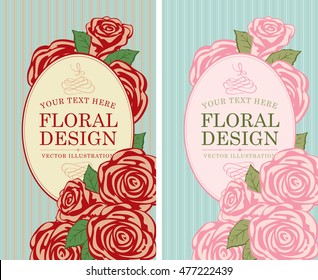 vector banner with floral designs with roses and place for an inscription