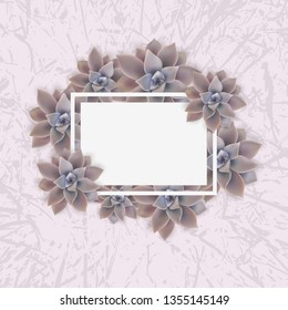 Vector banner with flowers decoration square frame. Design botanical poster illustration. For promotion offer.