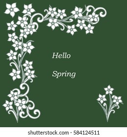 vector of banner with flowers and words hello spring