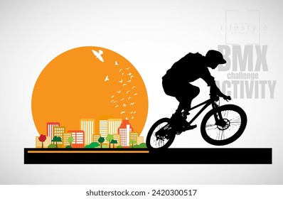 Vektorbanner oder Flyer mit Radfahrer auf dem Rad