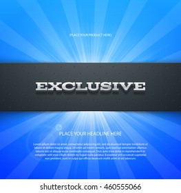 Vector banner or flyer design template with star burst background. 3d headline "Exclusive"