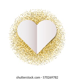 Vector banner with folded paper heart. Valentine's Day design