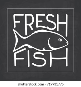 Vector banner "Fresh Fish" on the dark grey background.