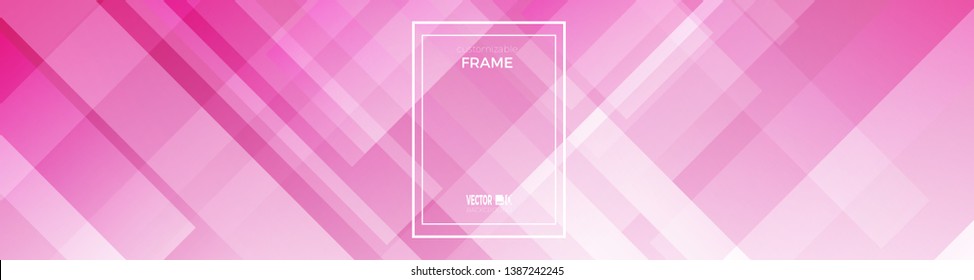 Vector banner geometric abstract background, design with diagonal squares. Customizable frame