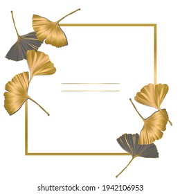 Vector banner of ginkgo biloba leaf. ink line art design. Ginkgo Biloba leaves. Copy Space
