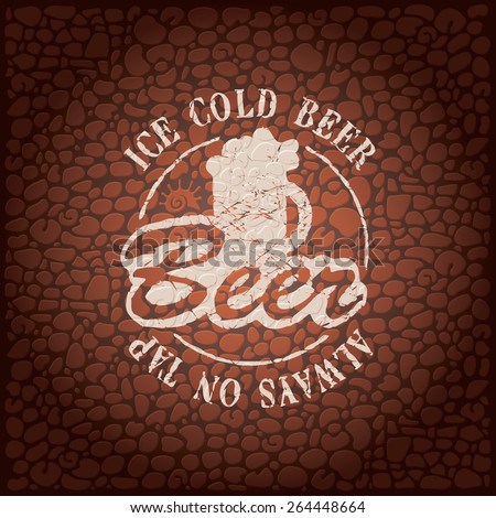 Vector banner with a glass of beer against a brick wall
