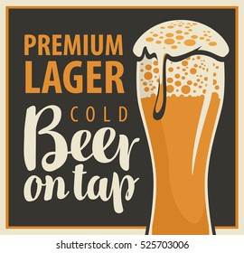 vector banner with glass and inscription beer on tap